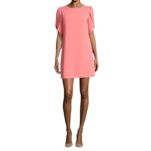 🏖 Coral Tulip Sleeves Coral Shift Dress